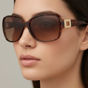 Foster Grant Polarized Sunglasses for Women Brown Tortoise Shell UV Protection Rectangular Frames - Image 6